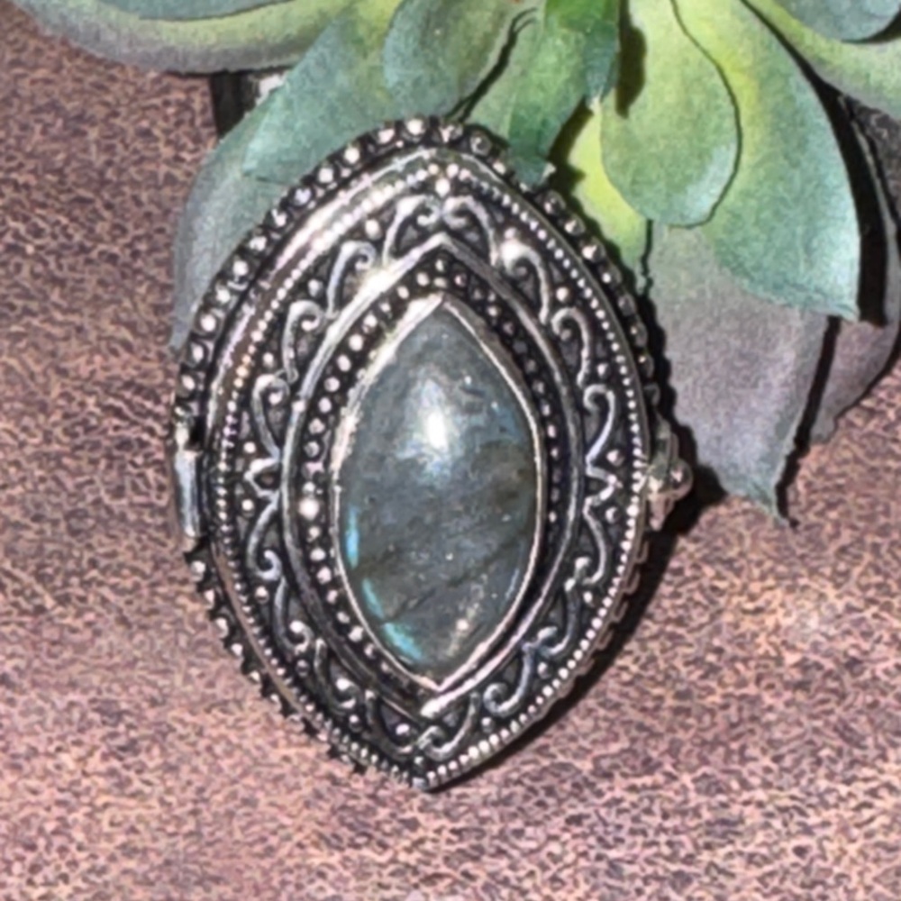 Silver Labradorite Poison Ring - image 5